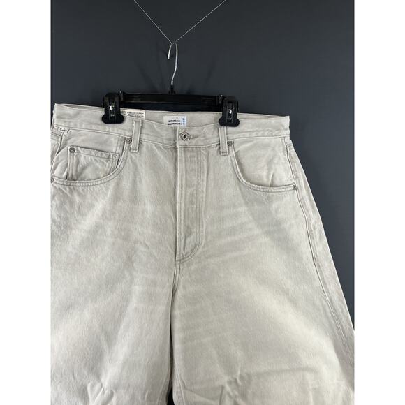 CITIZENS OF HUMANITY Horseshoe high-rise barrel-leg jeans Size 32 Light Grey - Picture 5 of 12